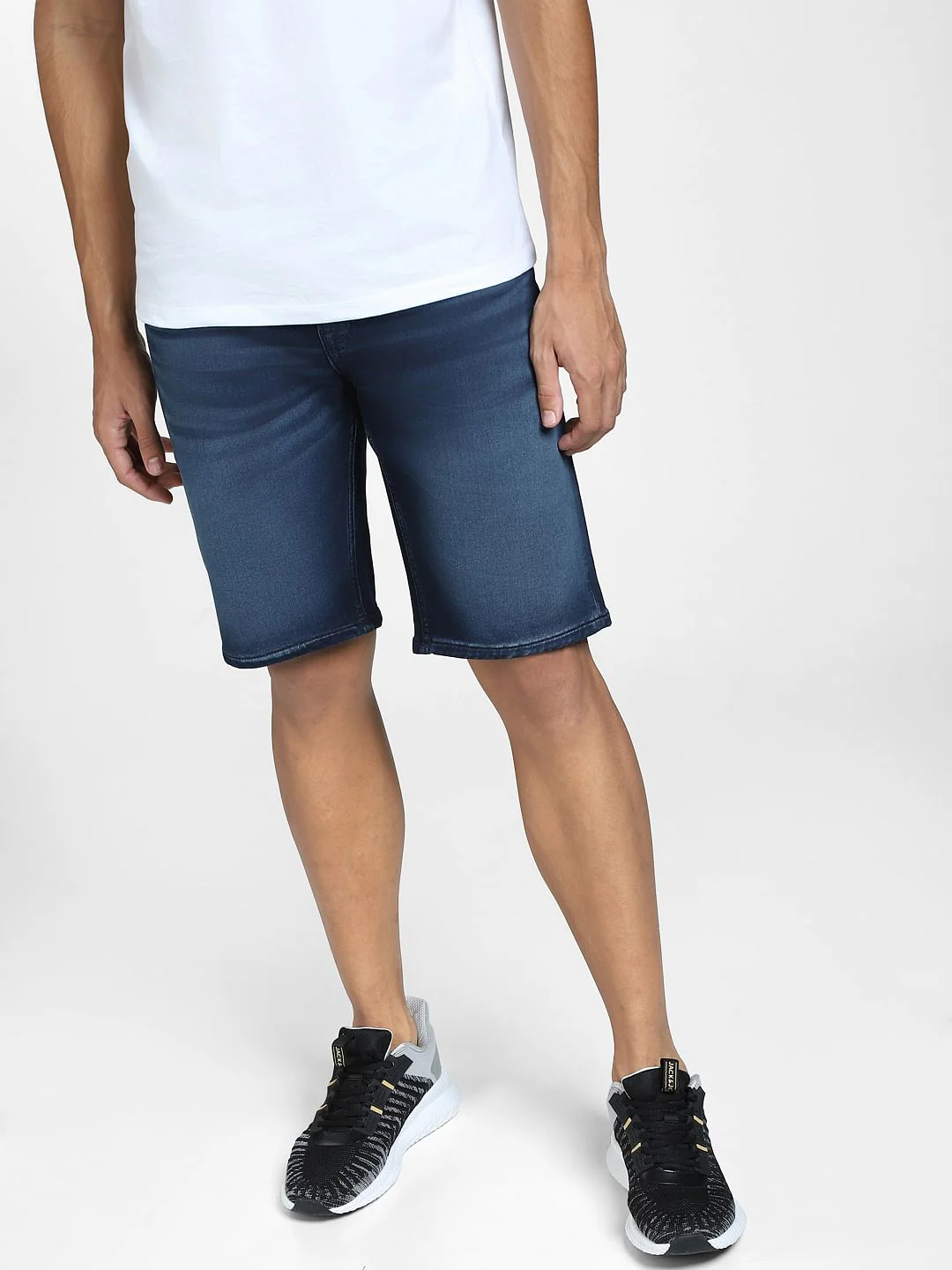 Blue Mid Rise Denim Shorts - Image 2