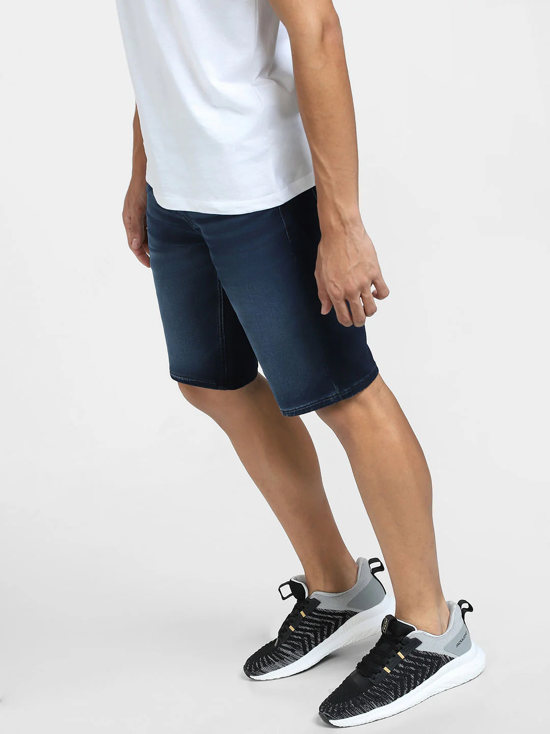 Blue Mid Rise Denim Shorts - Image 3
