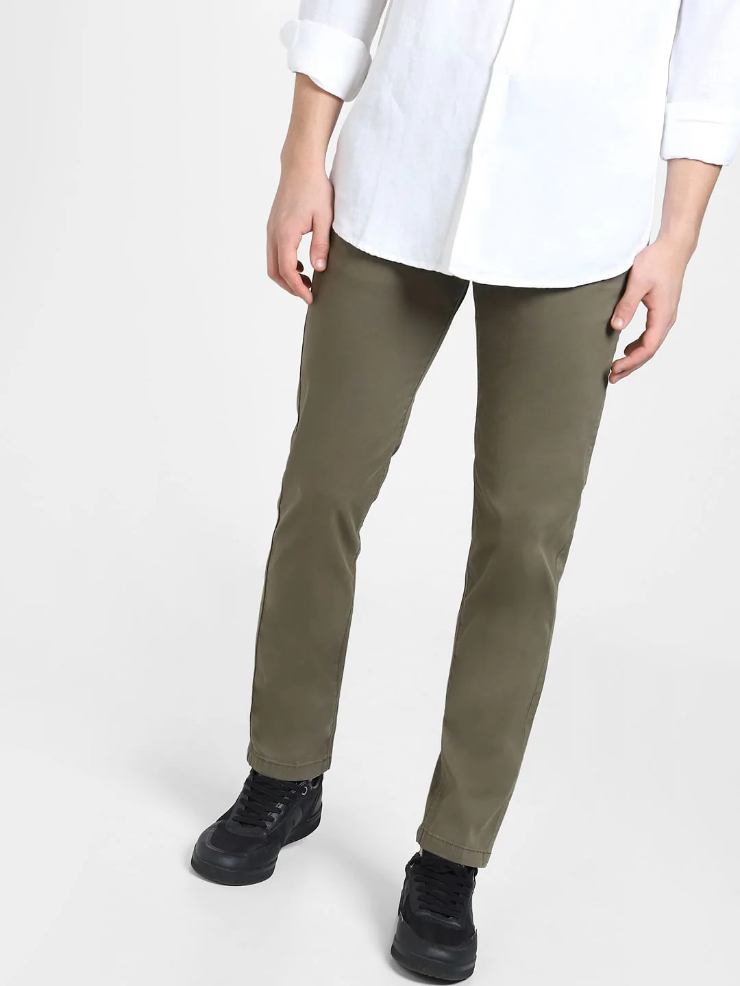 Green Mid Rise Regular Fit Pants - Image 2