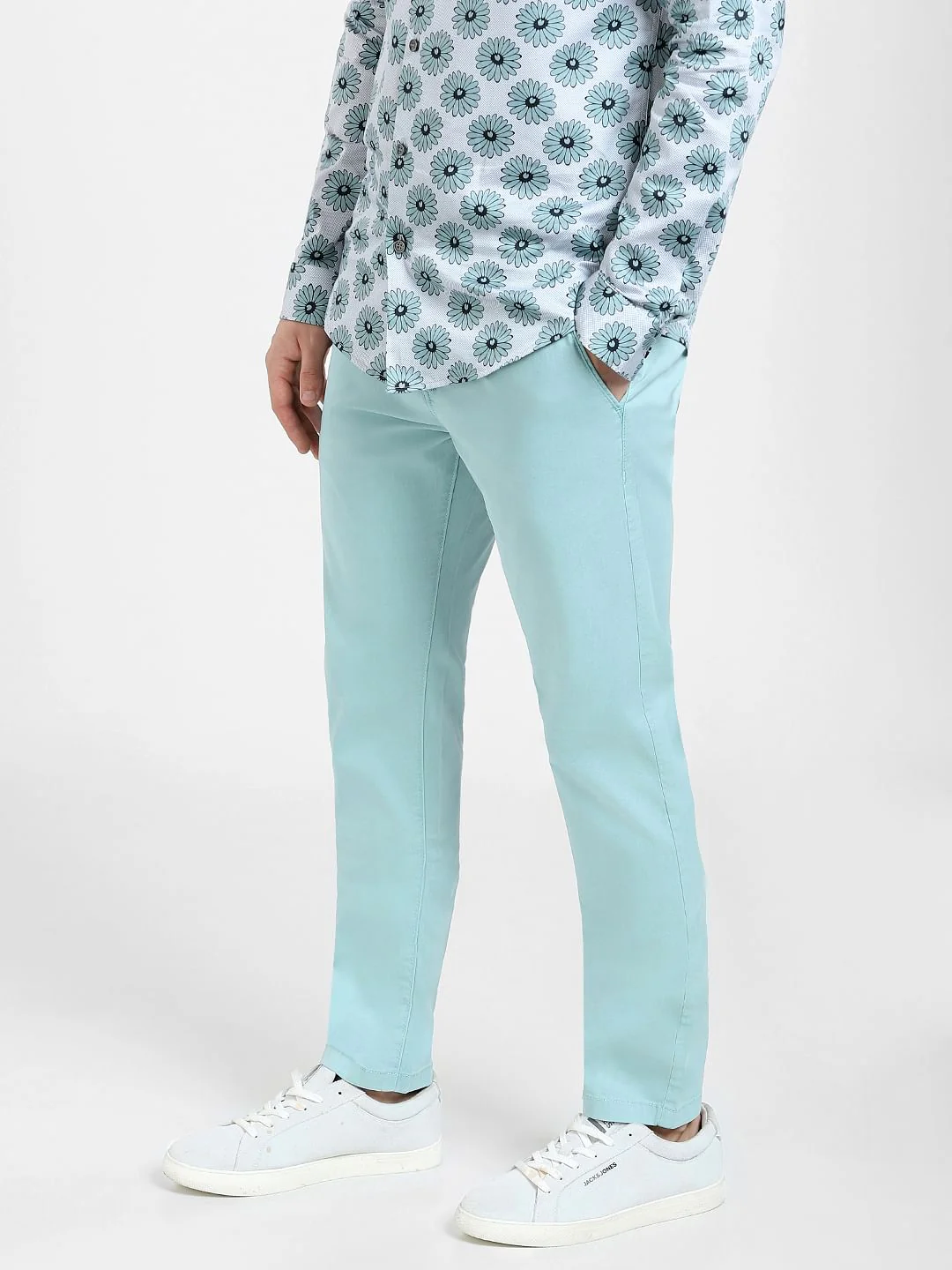Blue Mid Rise Regular Fit Pants - Image 3