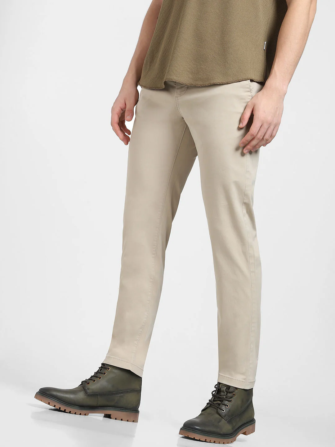 Khaki Mid Rise Regular Fit Pants - Image 2