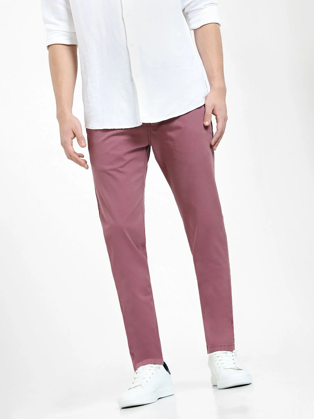 Dark Pink Mid Rise Regular Fit Pants - Image 2