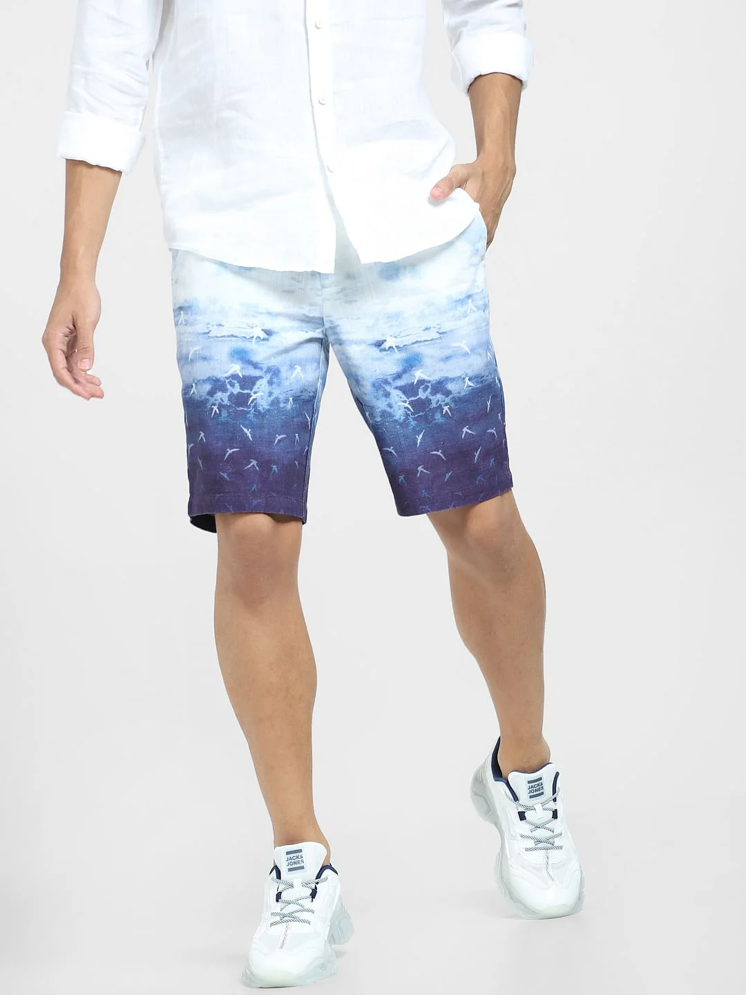 White Low Rise Printed Chino Shorts - Image 2