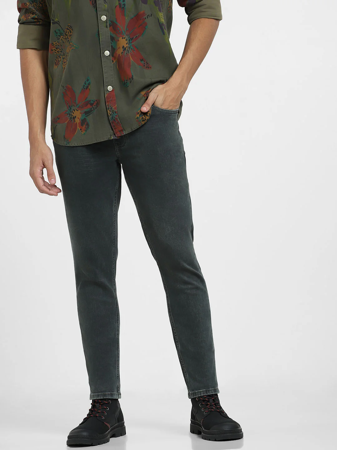 Green Low Rise Liam Skinny Fit Jeans - Image 2