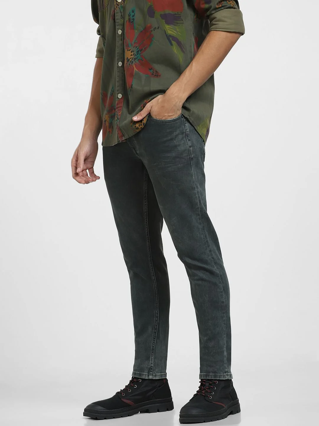 Green Low Rise Liam Skinny Fit Jeans - Image 3