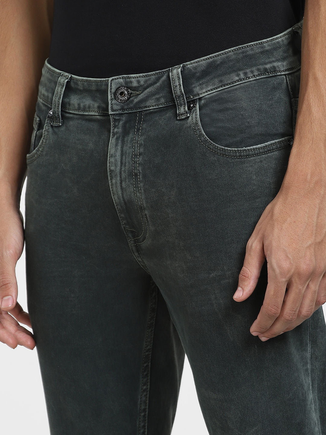 Green Low Rise Liam Skinny Fit Jeans - Image 5