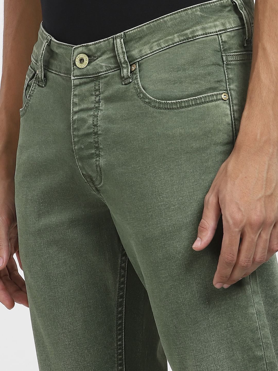 Green Low Rise Glenn Slim Jeans - Image 5