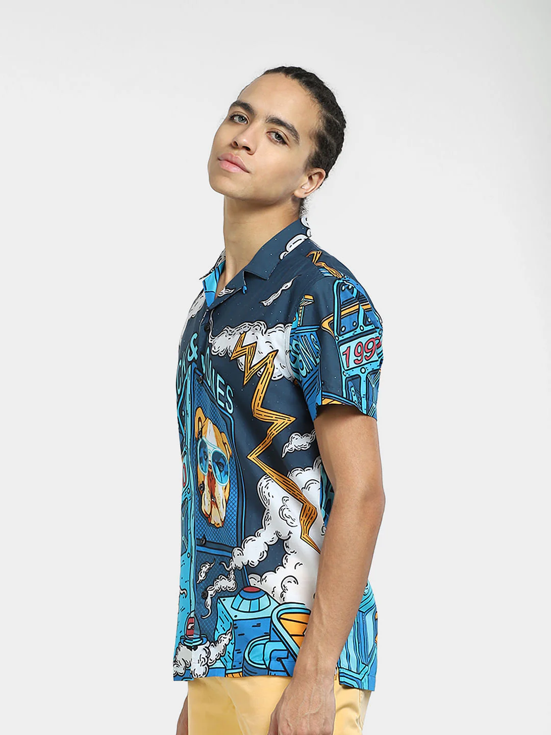 METAVERSE Blue Graphic Print Short Sleeves Shirt - Image 3