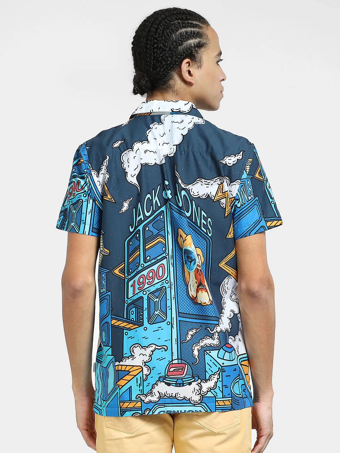 METAVERSE Blue Graphic Print Short Sleeves Shirt - Image 4