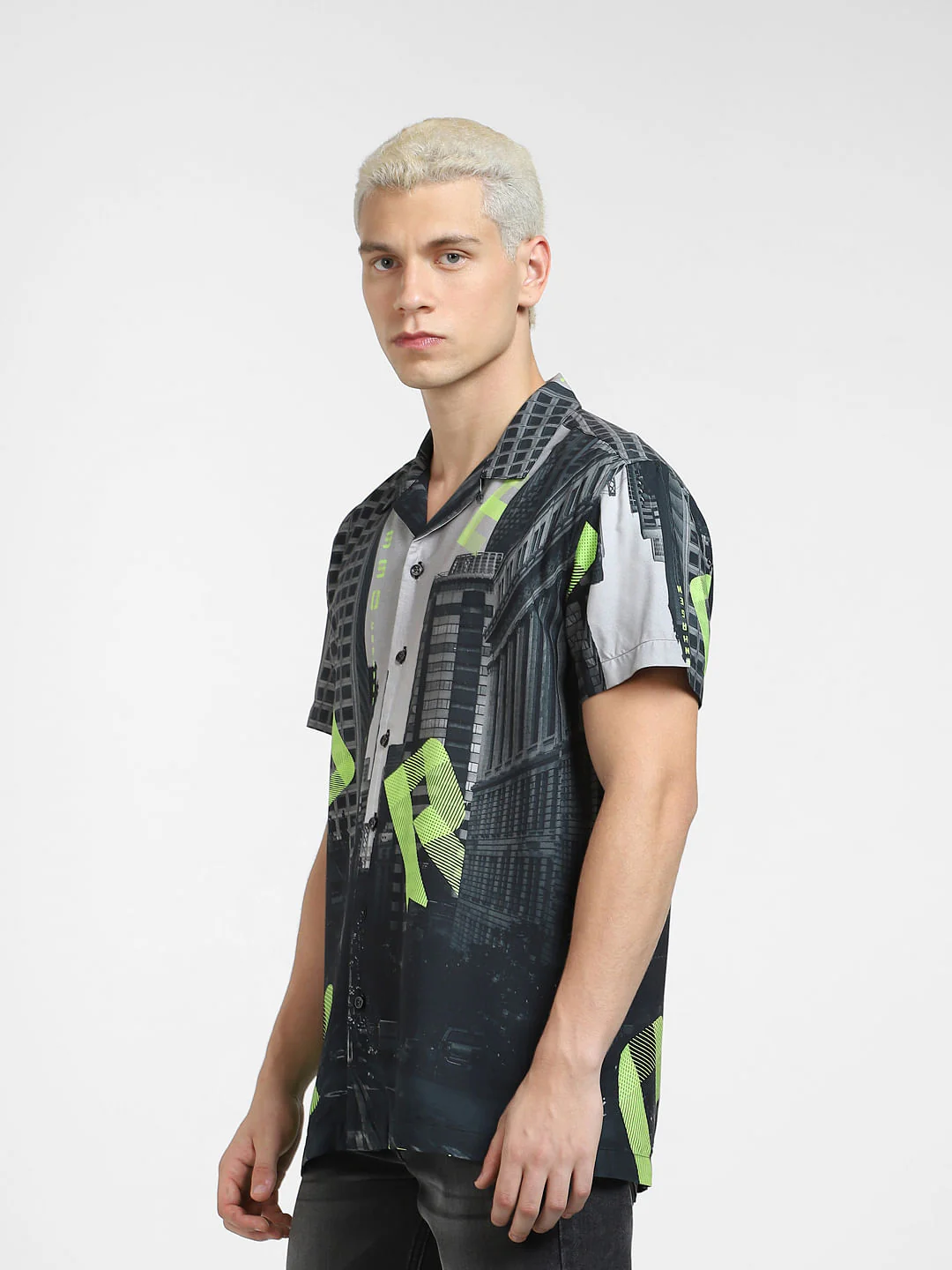Black Printed Short Sleeve Shirt - Image 3