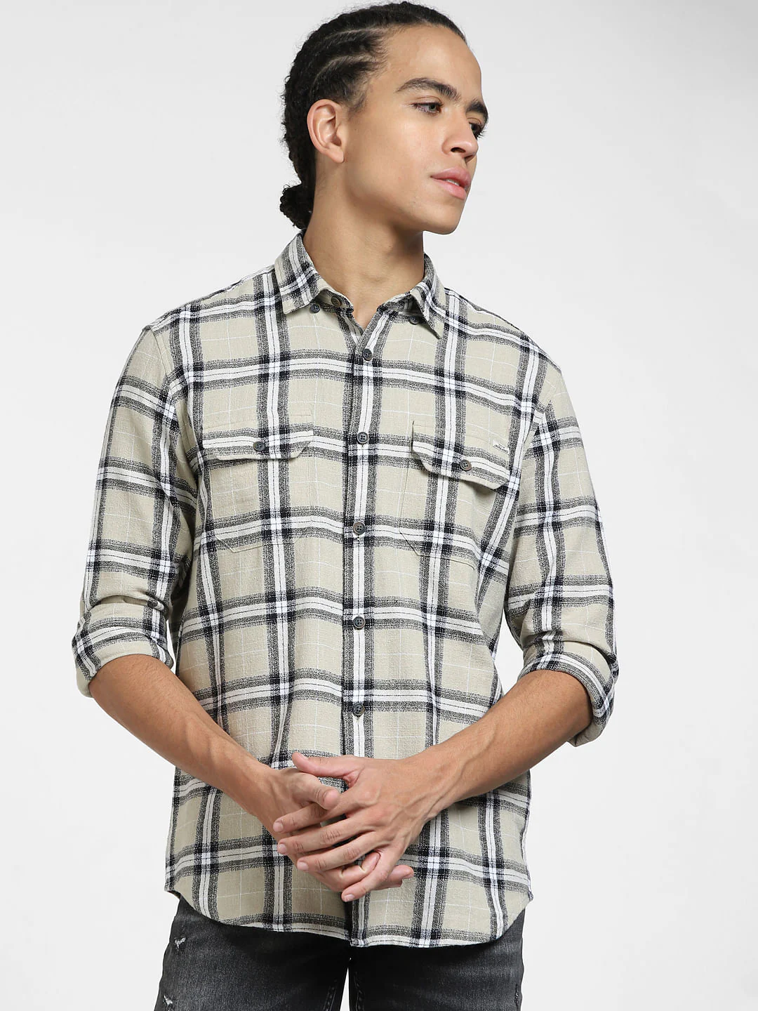 Grey Check Full Sleeves Shirt - Image 2