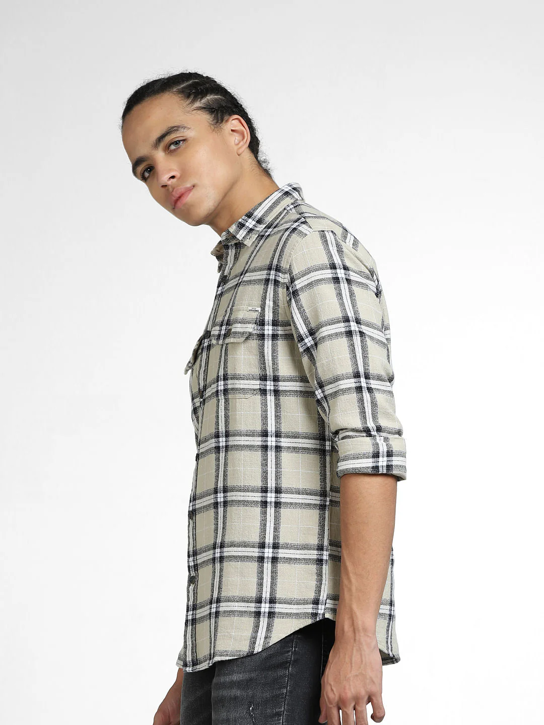 Grey Check Full Sleeves Shirt - Image 3