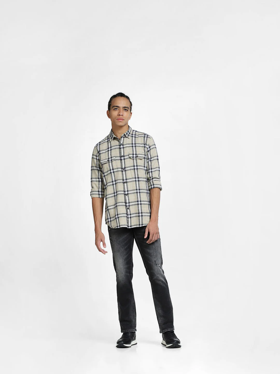 Grey Check Full Sleeves Shirt - Image 6