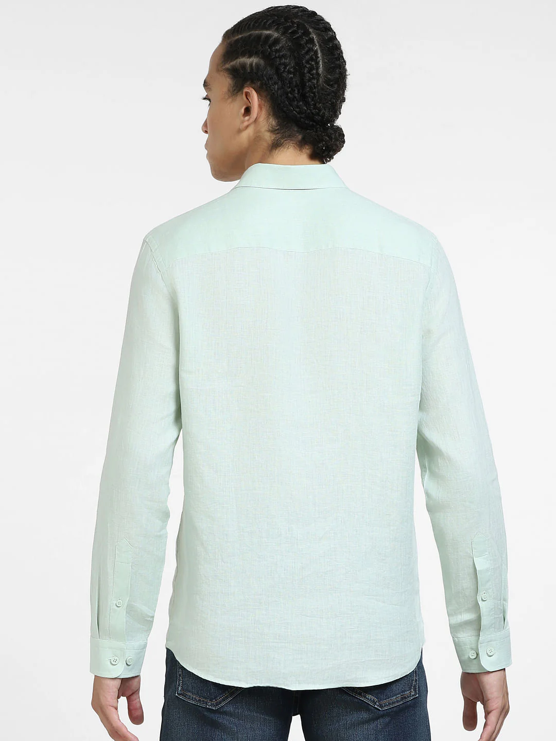 Green Linen Full Sleeves Shirt - Image 4