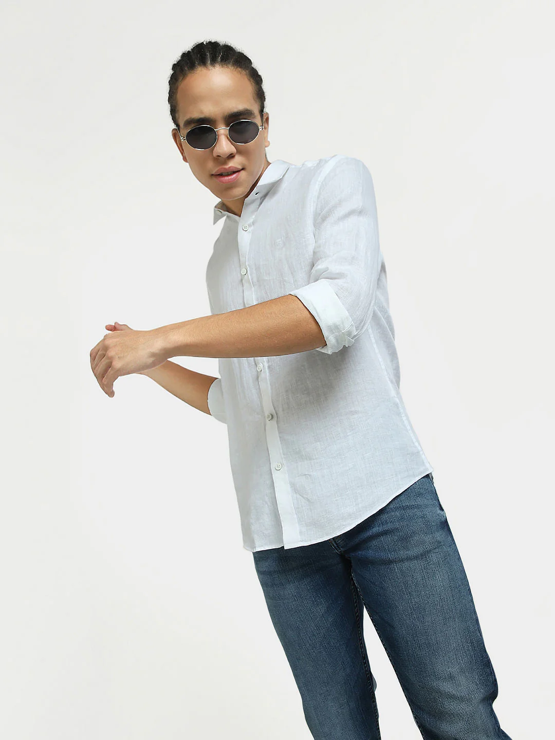 White Linen Full Sleeves Shirt