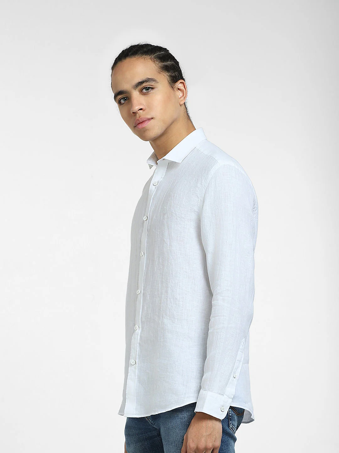 White Linen Full Sleeves Shirt - Image 3