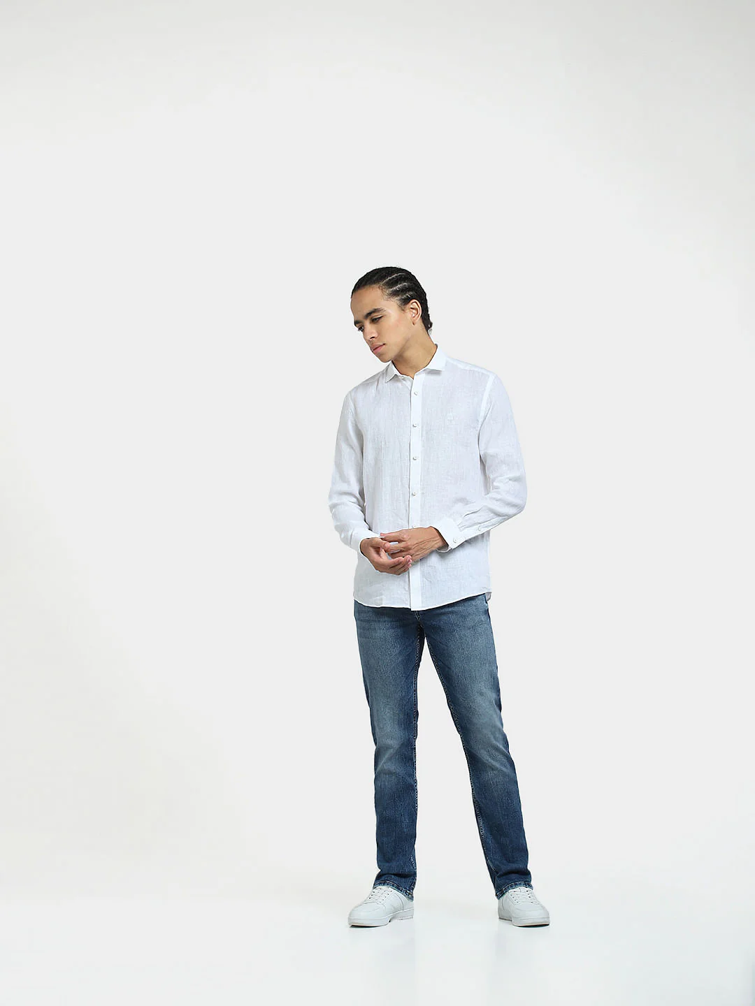 White Linen Full Sleeves Shirt - Image 6
