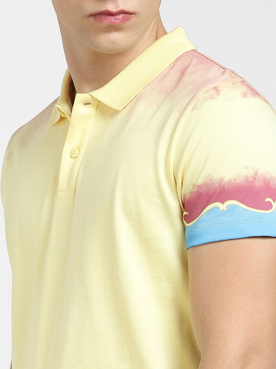 Yellow Graphic Print Polo T-shirt - Image 5