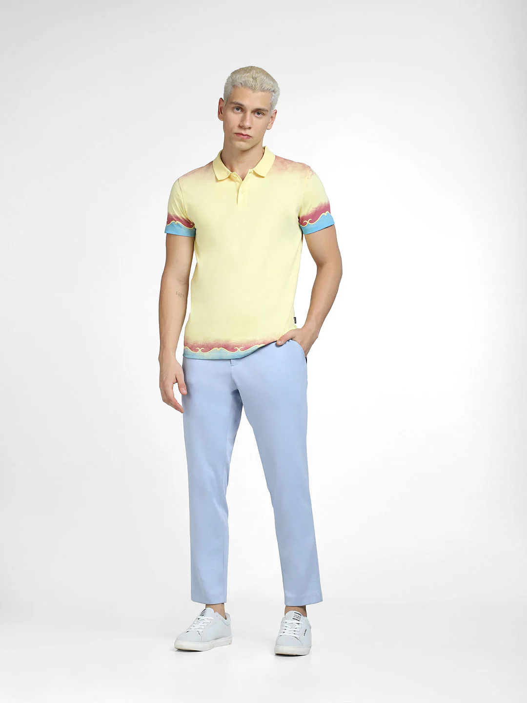 Yellow Graphic Print Polo T-shirt - Image 6