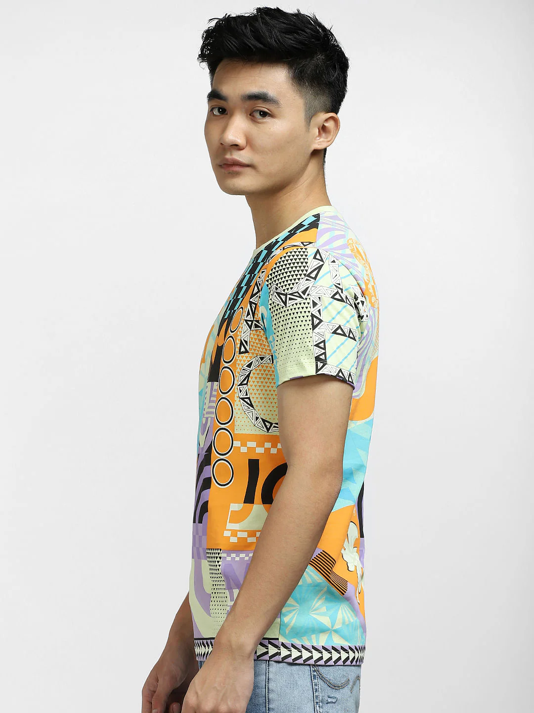 METAVERSE Green Printed Crew Neck T-shirt - Image 3