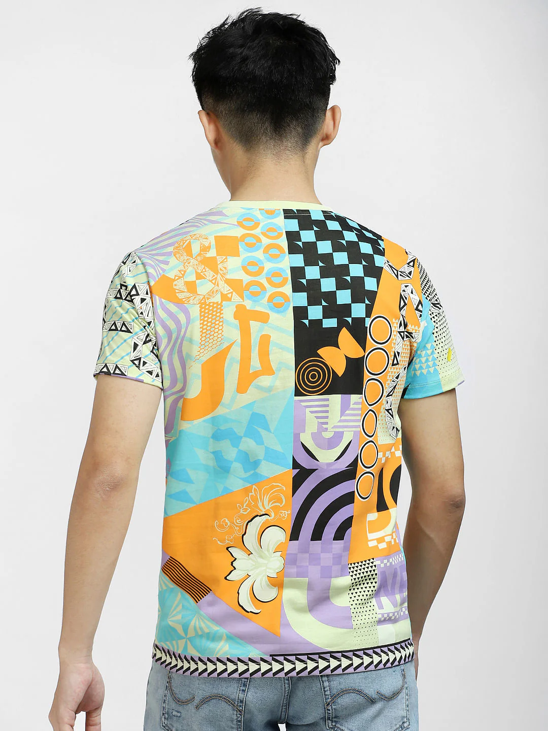 METAVERSE Green Printed Crew Neck T-shirt - Image 4