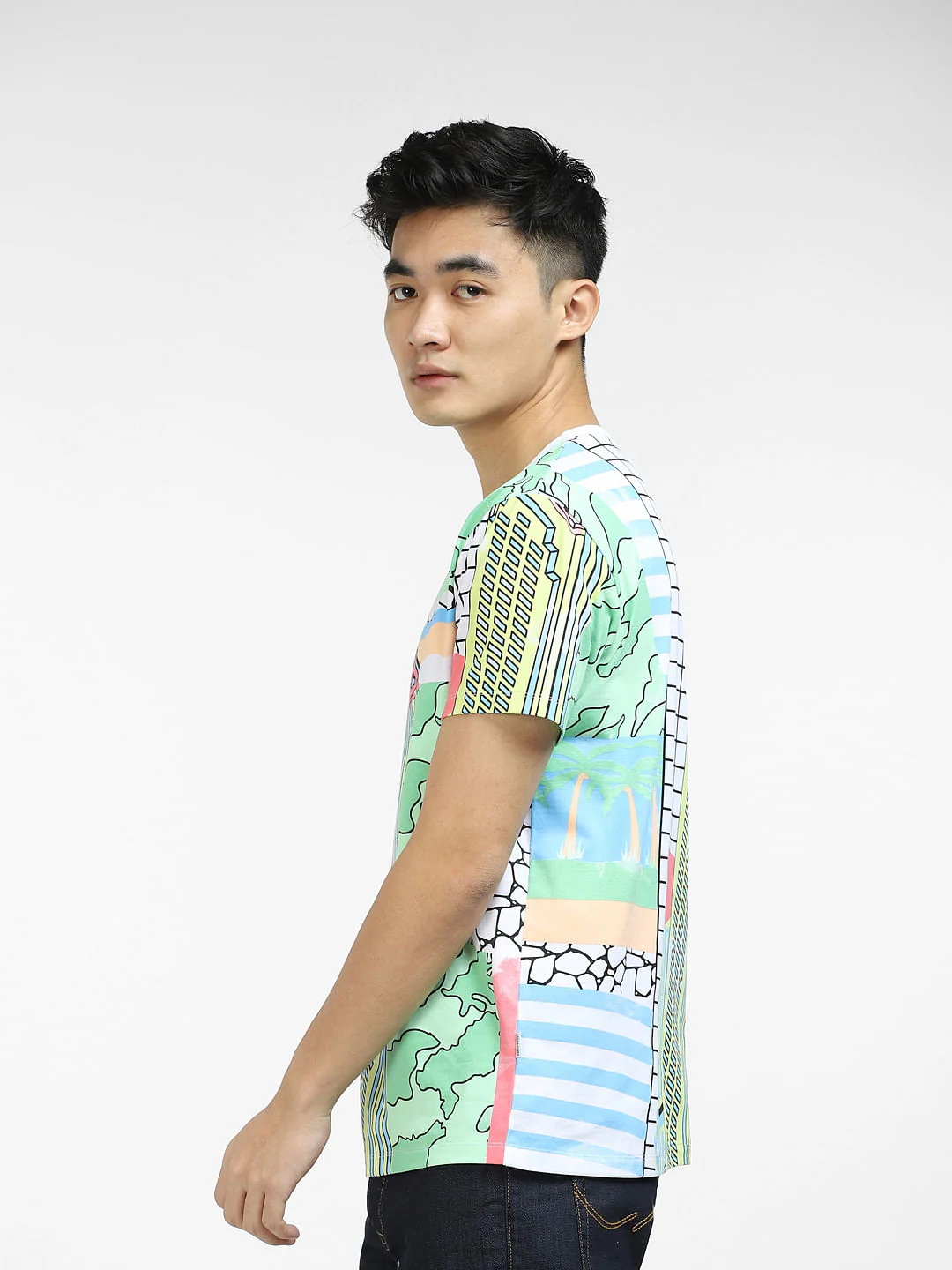 METAVERSE Green Printed Crew Neck T-shirt - Image 3