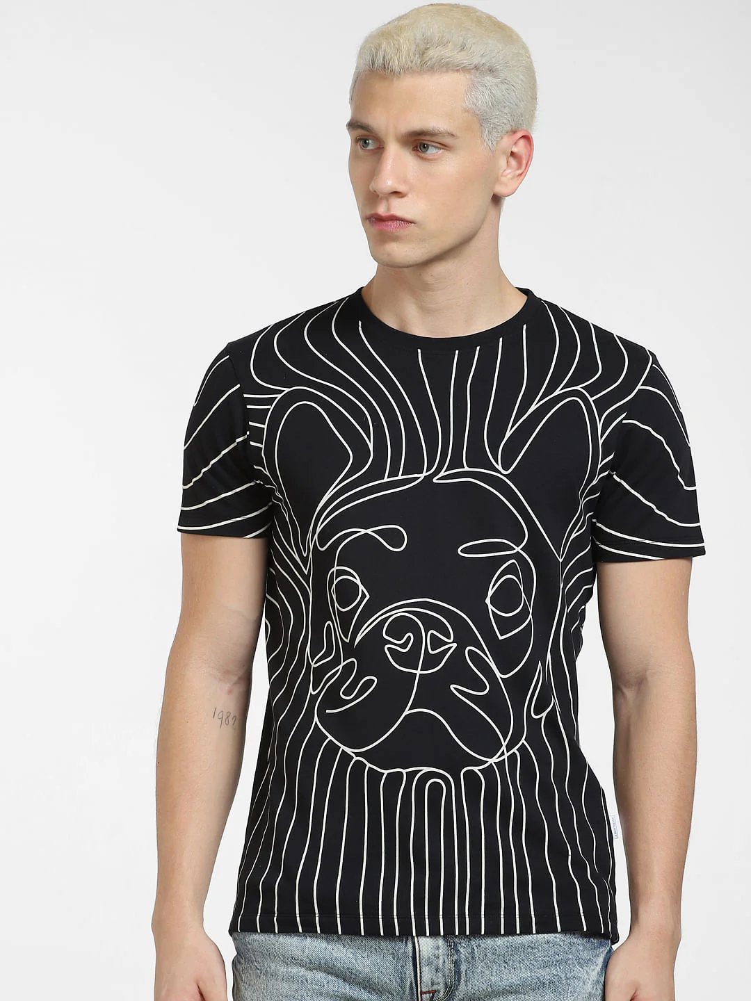 Black Logo Print Crew Neck T-shirt - Image 2