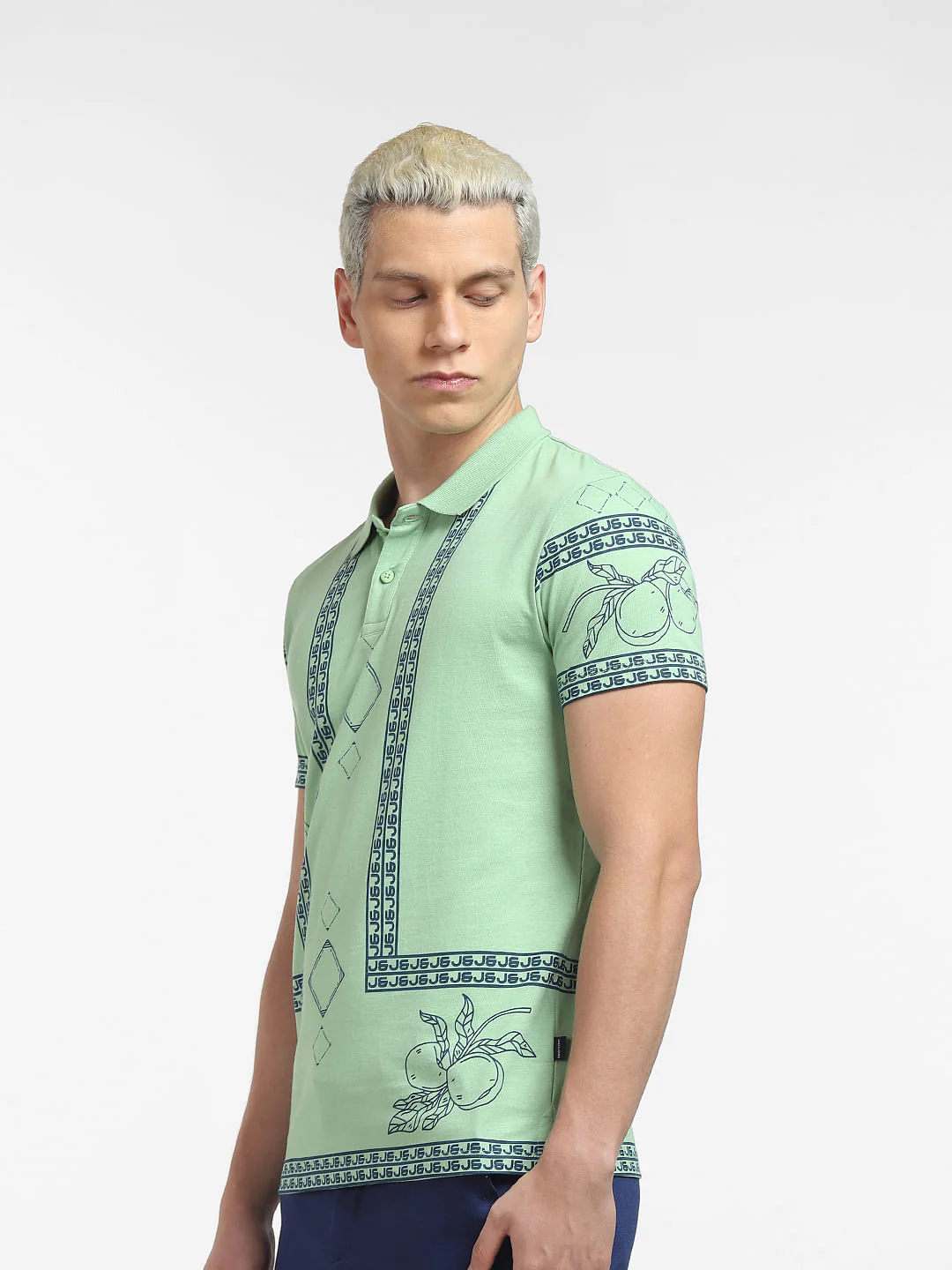 White Green Polo Neck T-shirt - Image 3