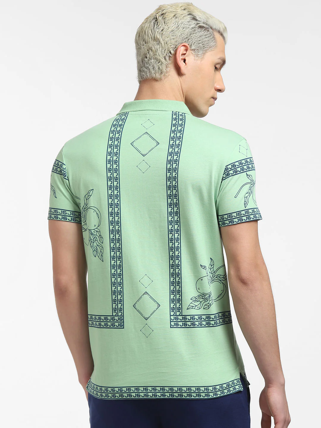 White Green Polo Neck T-shirt - Image 4
