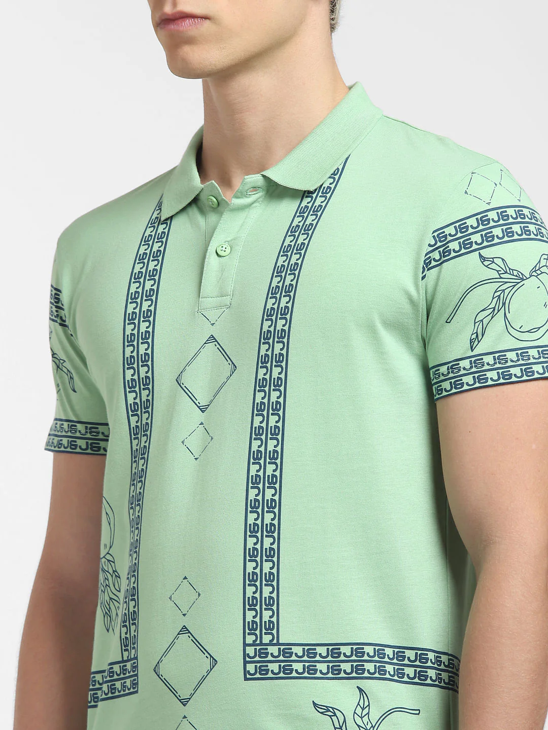 White Green Polo Neck T-shirt - Image 5