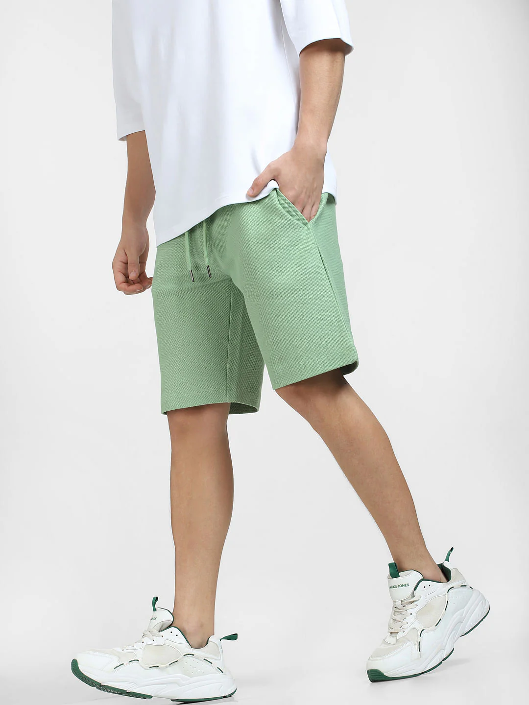 Green Mid Rise Co-ord Sweatshorts - Image 3