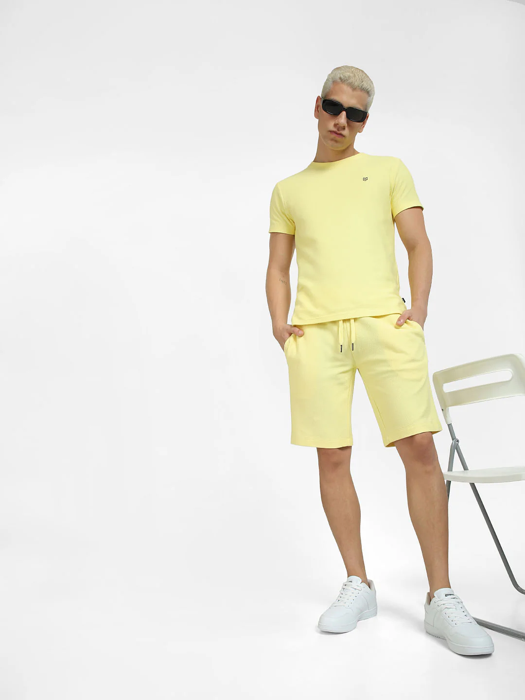 Yellow Mid Rise Co-ord Sweatshorts