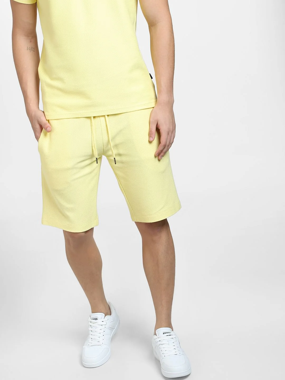 Yellow Mid Rise Co-ord Sweatshorts - Image 2