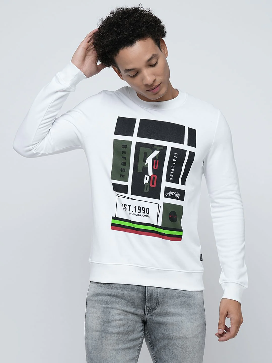 PRODUKT by JACK&JONES White Printed Cotton Sweatshirt - Image 2
