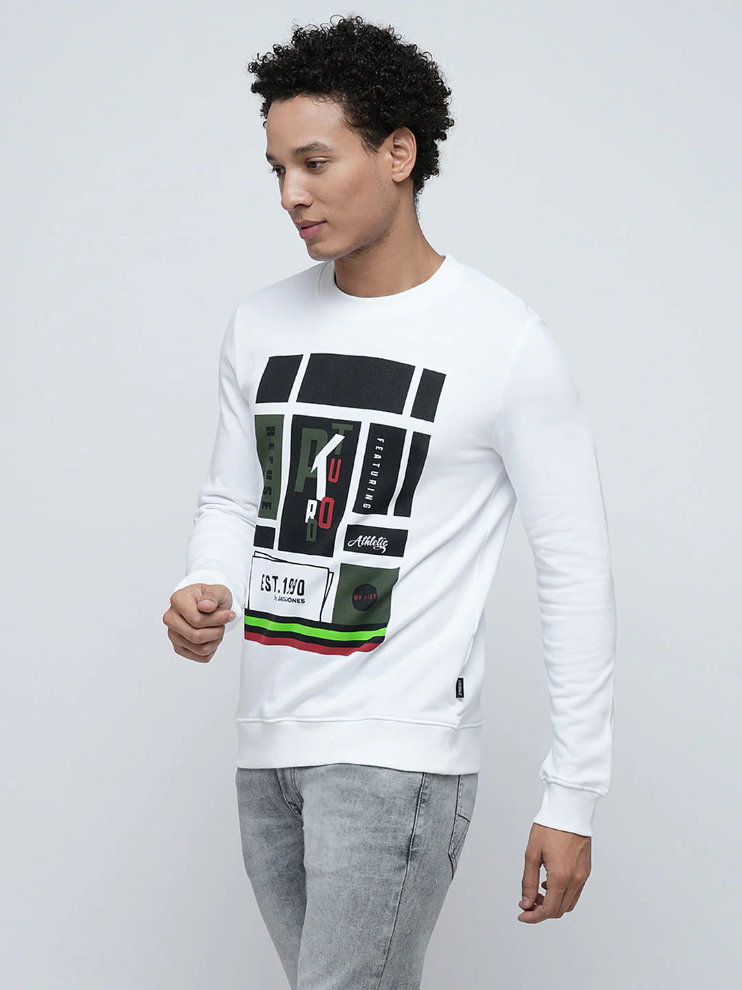 PRODUKT by JACK&JONES White Printed Cotton Sweatshirt - Image 3