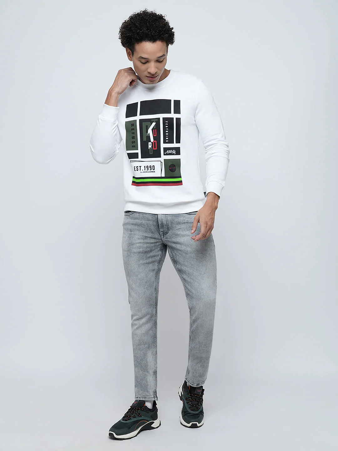 PRODUKT by JACK&JONES White Printed Cotton Sweatshirt - Image 5