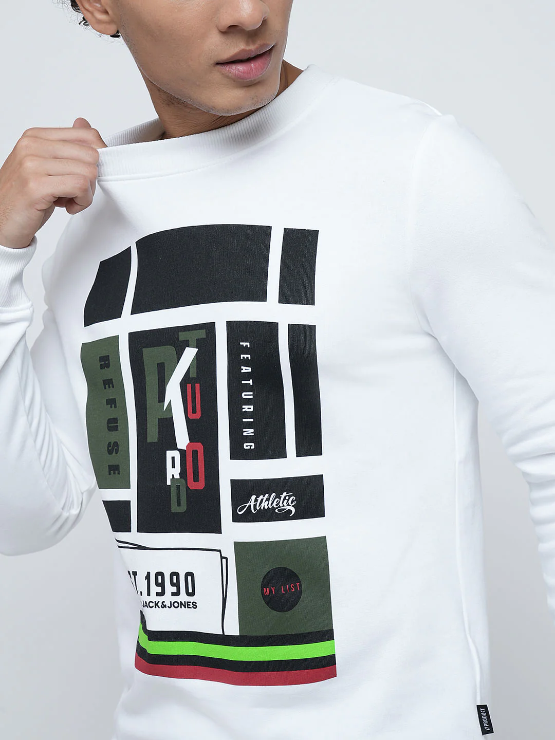 PRODUKT by JACK&JONES White Printed Cotton Sweatshirt - Image 6