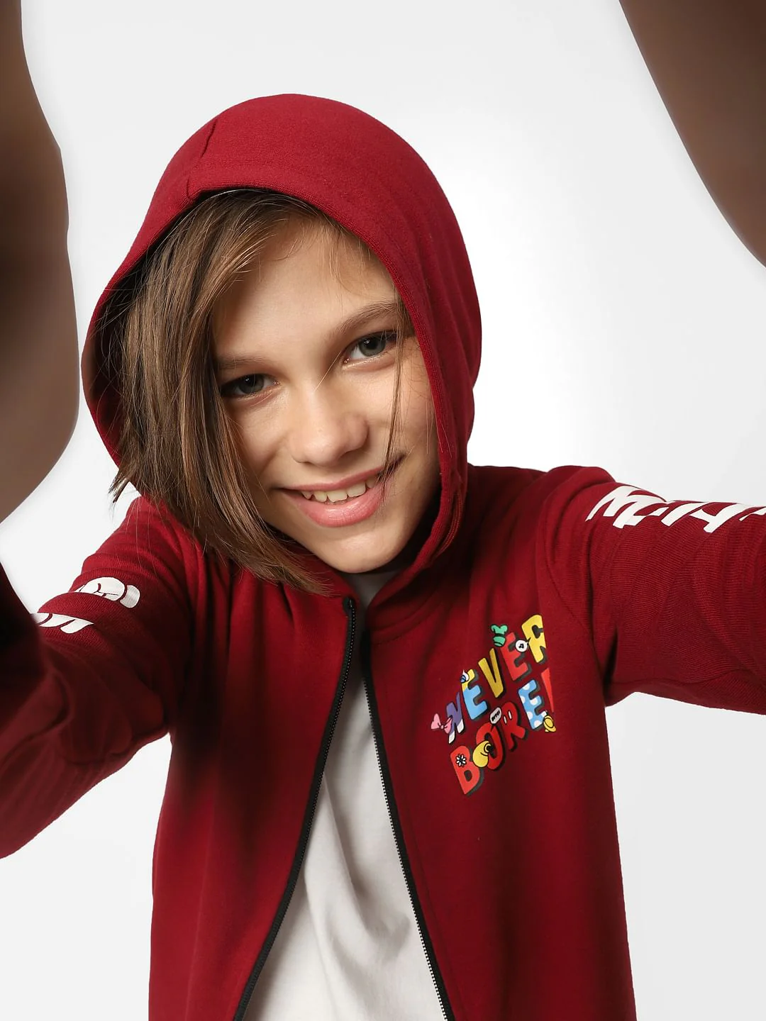 Boys Red Mickey Print Zip-Up Sweatshirt
