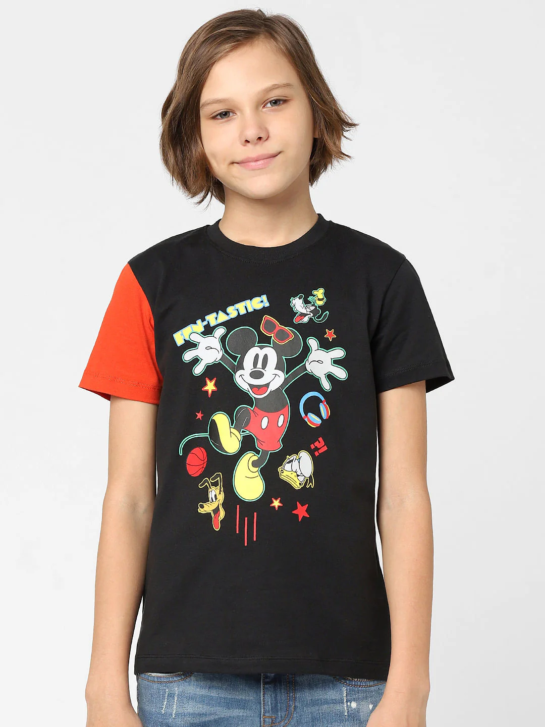 Boys x Mickey Black Printed T-shirt - Image 2