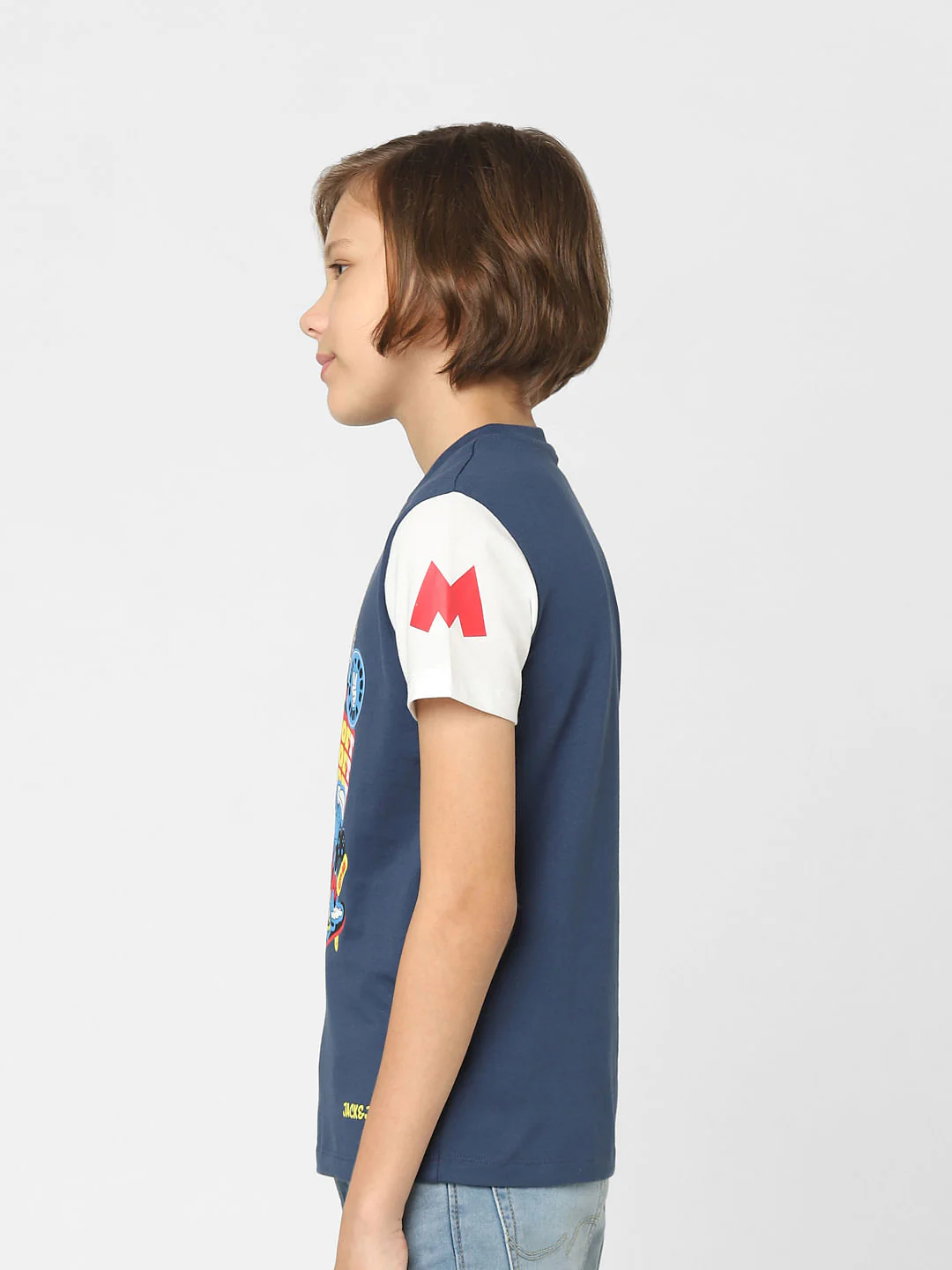Boys Dark Blue Mickey Print Crew Neck T-shirt - Image 3