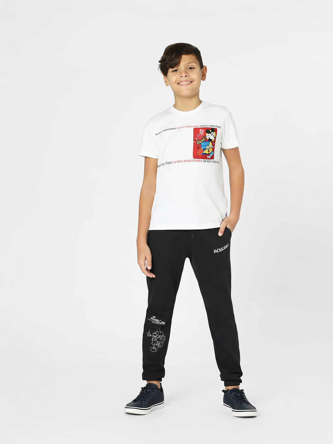 Boys x Mickey White Graphic Print Crew Neck T-shirt - Image 6