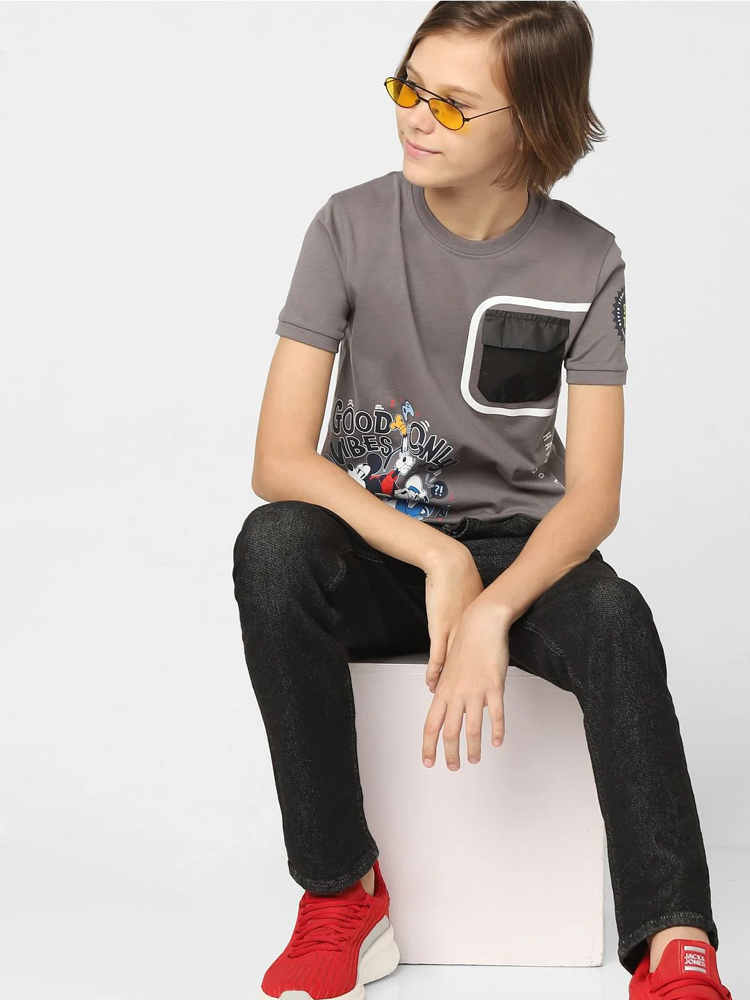 Boys x Mickey Grey Printed T-shirt