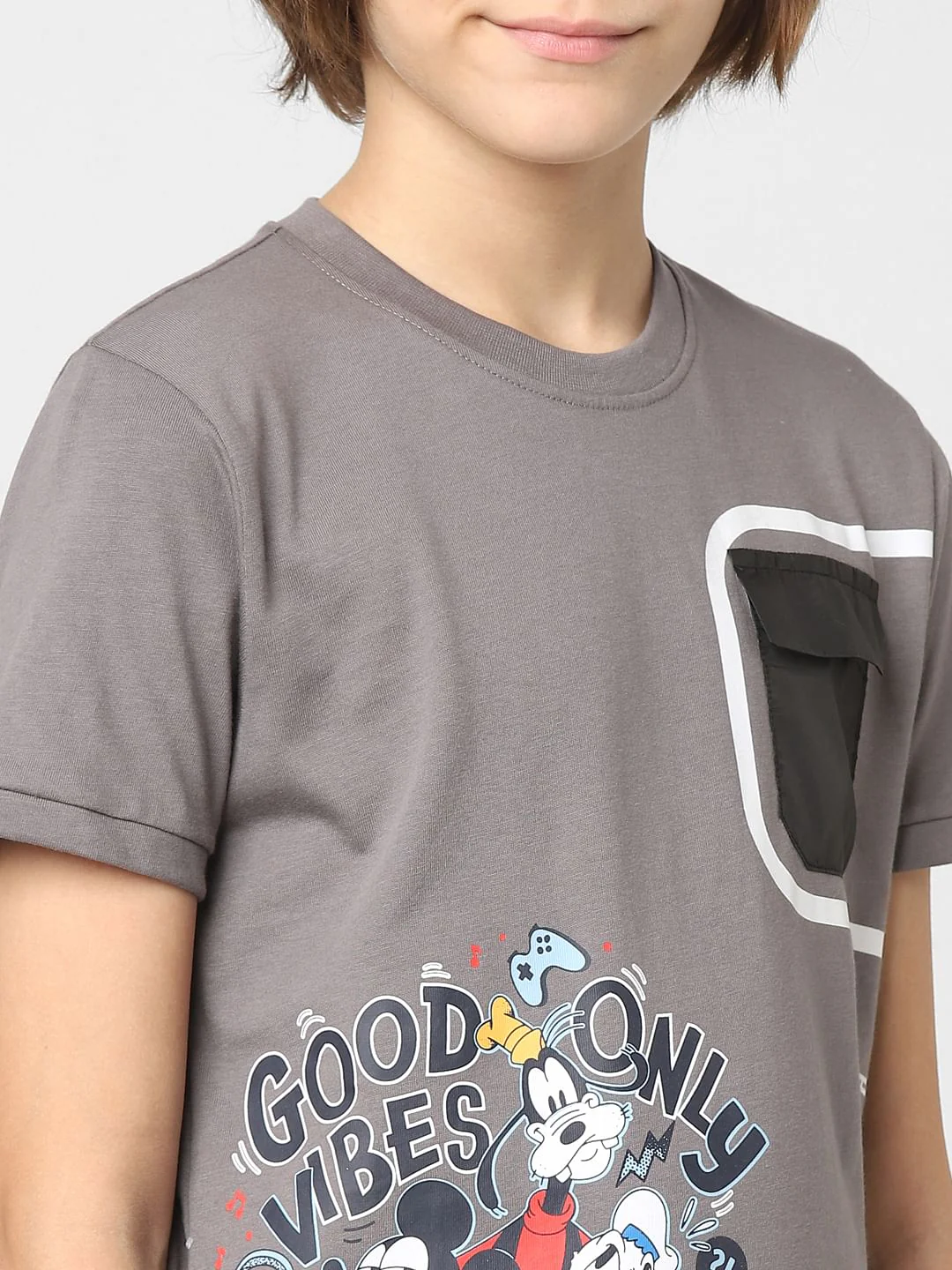 Boys x Mickey Grey Printed T-shirt - Image 5