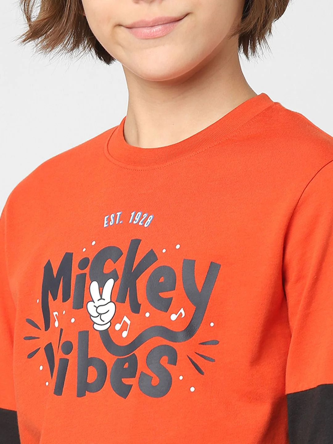 Boys Red Mickey Text Print T-shirt - Image 5