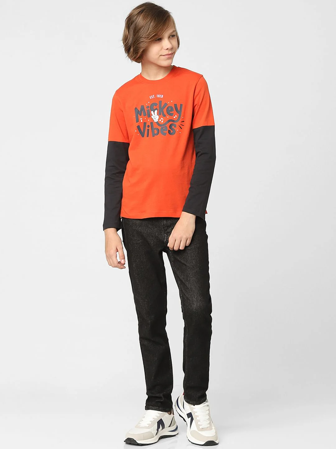 Boys Red Mickey Text Print T-shirt - Image 6