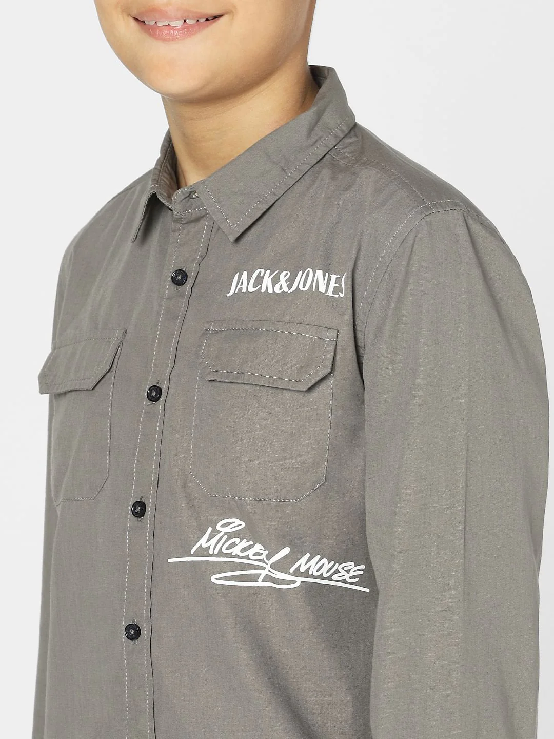 Boys x Mickey Grey Printed Full Sleeves Shirt - Image 5