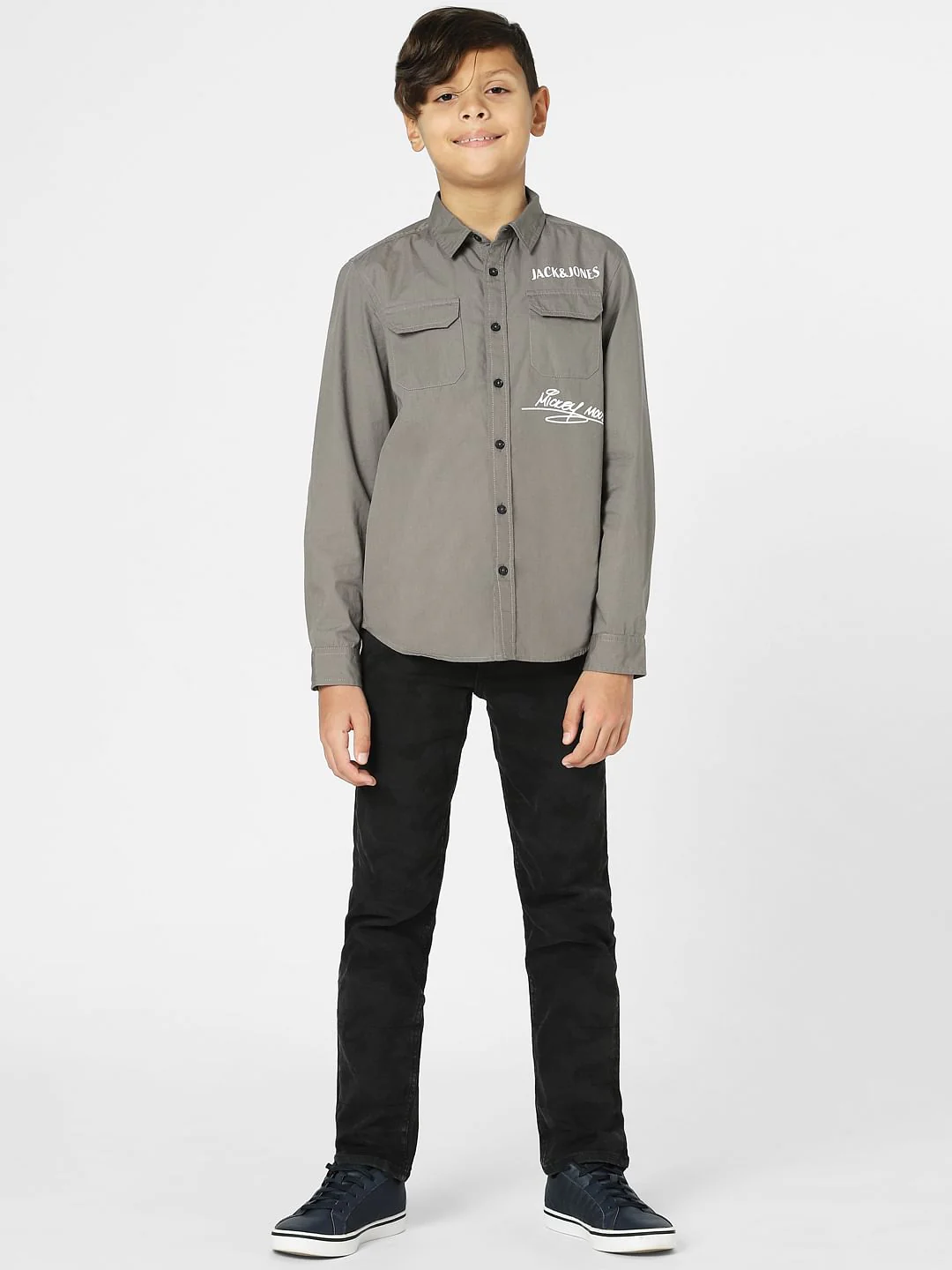 Boys x Mickey Grey Printed Full Sleeves Shirt - Image 6