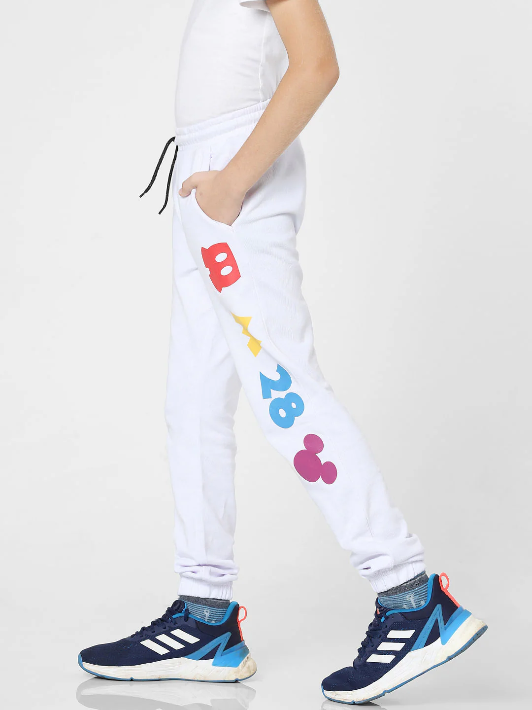 Boys White Printed Sweatpants - Image 3
