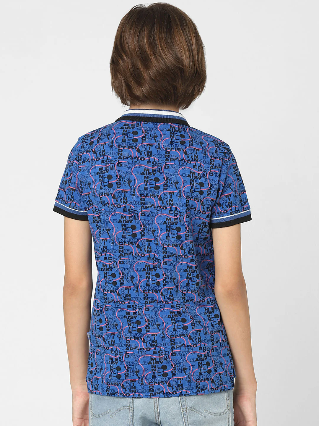 Boys Blue Typographic Mickey Print T-shirt - Image 4
