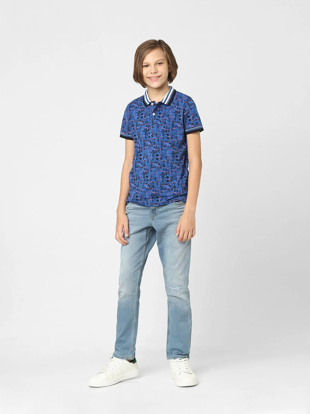 Boys Blue Typographic Mickey Print T-shirt - Image 6